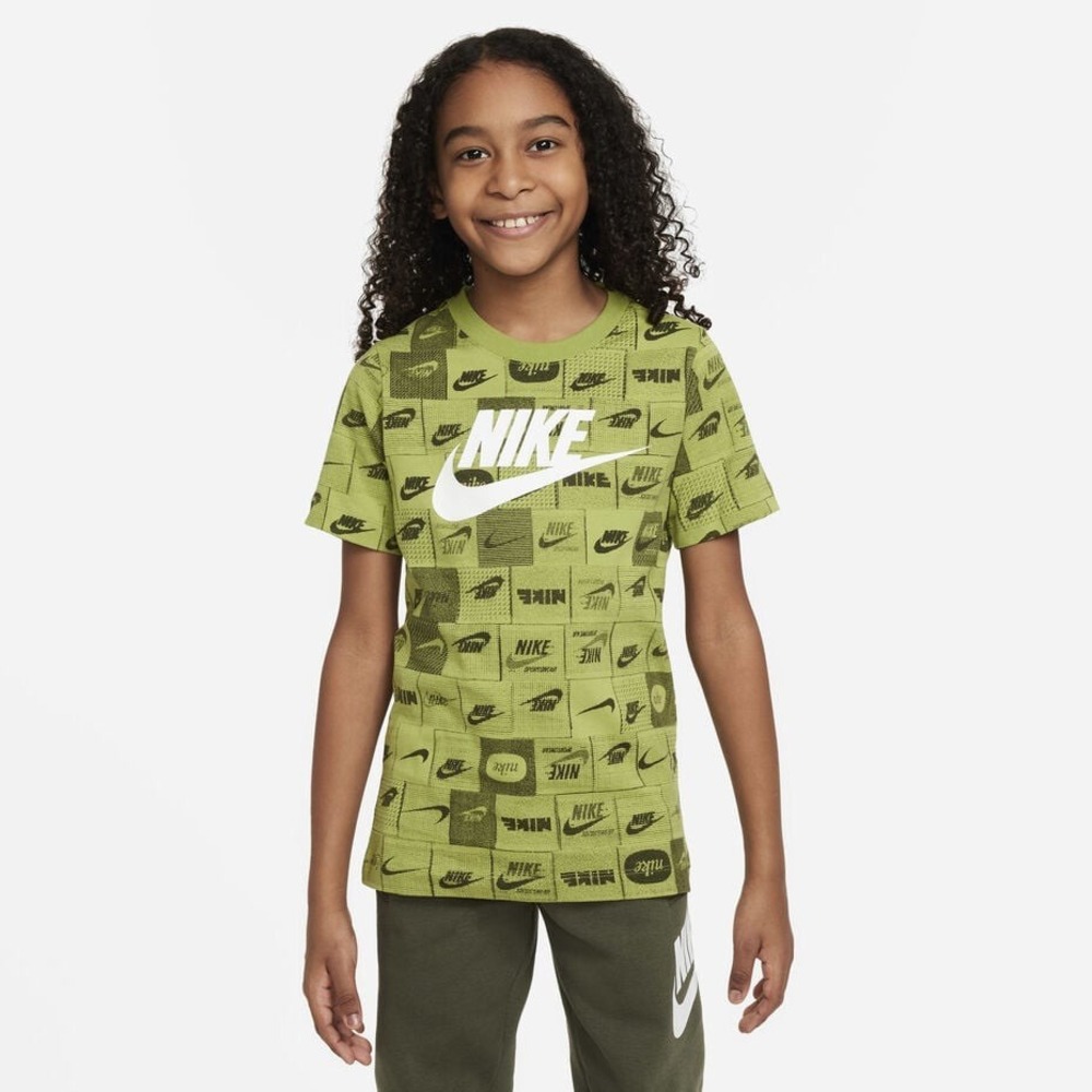 Nike Sportswear Youth XL T-Shirt and Hoodie Set Pear Green FN8741-377 Logo Print